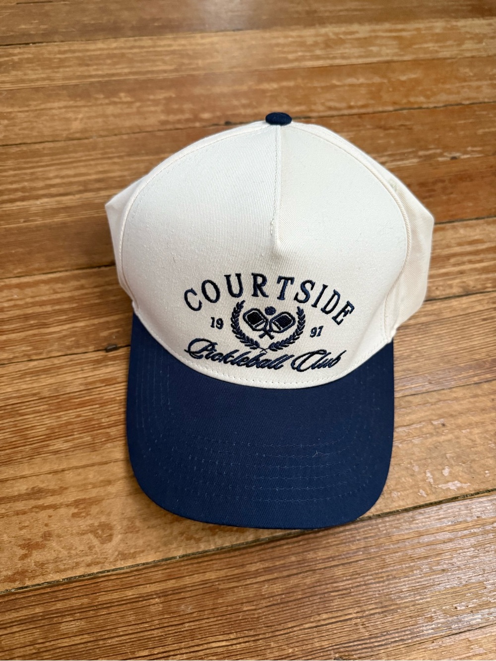 Courtside Pickleball Club Two-Tone Hat - Cream & Navy OS 100% Cotton